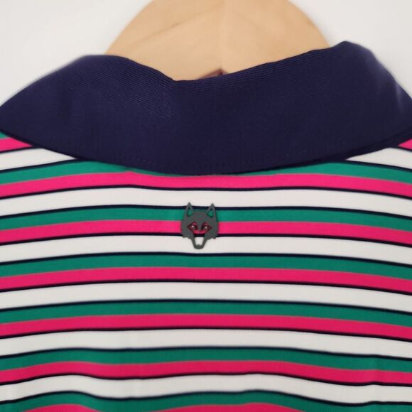 New Greyson Mens‎ Golf Polo Maniwaki Arctic Green/Pink/White Striped XL NWT - Picture 4 of 10